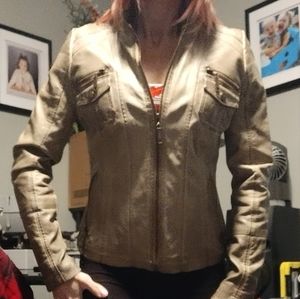 Faux leather "worn look" tan jacket